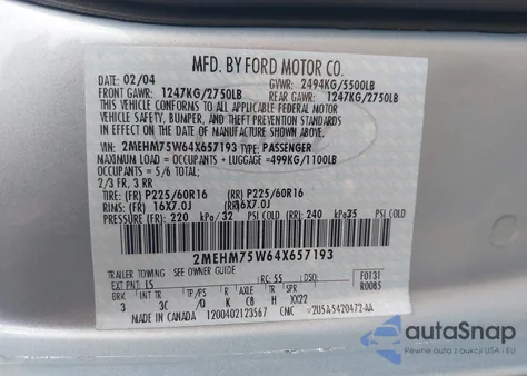 2004 Mercury Grand Marquis Ls from USA, damaged, VIN 2MEHM75W64X657193